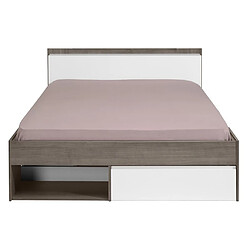 Avis Vente-Unique Lit avec rangements modulable 160 x 200 cm - Coloris : Taupe et blanc - DEBAR