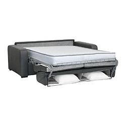 Acheter Vente-Unique Canapé 3 places convertible express en cuir gris matelas 18 cm BEVIS