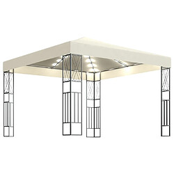 Maison Chic Tonnelle | Pergola avec guirlande lumineuse à LED 3x3 m Crème Tissu -GKD16716