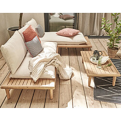 Bestmobilier Papeete - salon bas de jardin 4 places + table - bois d'acacia et coussins beiges