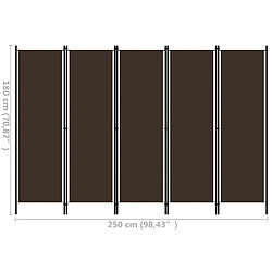 vidaXL Cloison de séparation 5 panneaux Marron 250x180 cm pas cher