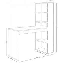 Pegane Bureau avec étagère intégrée coloris blanc artic / chêne canadien - Hauteur 144 x Longueur 120 x Profondeur 53 cm