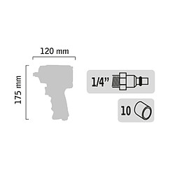 Coffret de clé à chocs pneumatique 1/2'' + douilles courtes à chocs 1/2'' - GENERAL PNEUMATIC - GP1313BC