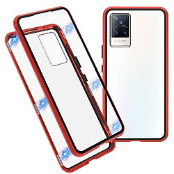 Coque en métal absorption magnétique, rouge pour votre Vivo V21 5G