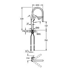 Grohe - Mitigeur d'évier avec bras flexible SuperSteel - Essence