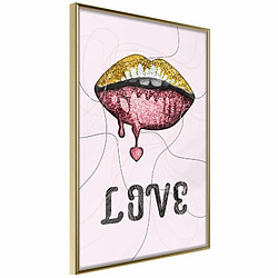 Paris Prix Affiche Murale Encadrée Lip Gloss and Love 20 x 30 cm Or