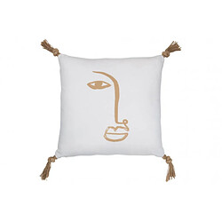 Dansmamaison Coussin Visage Carre Polyester Blanc