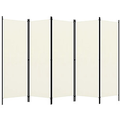 Maison Chic Paravent/Cloison de séparation 5 panneaux Blanc crème 250x180 cm -MN40020