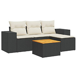 Maison Chic Ensemble de 5 Tables et chaises d'extérieur avec coussins,Salon de jardin noir résine tressée -GKD814796