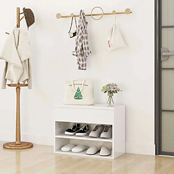 Maison Chic Banc à chaussures | Meuble de rangement à chaussures Meuble d'Entrée Blanc brillant 60x30x45 cm Aggloméré -MN52400