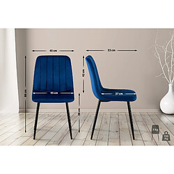 Avis Decoshop26 Lot de 4 chaises de salle à manger coutures décoratives verticales assise en tissu velours bleu pieds en métal noir 10_0001862