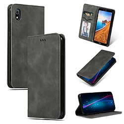 Wewoo Housse Coque Étui en cuir avec rabat horizontal magnétique Business Skin Feel rétro pour Xiaomi Redmi 7A gris foncé