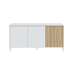 Dansmamaison Buffet 3 portes battantes Blanc/Bois clair - YANA