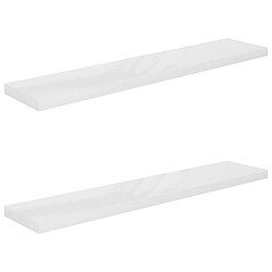 Maison Chic Lot de 2 Étagère murale flottante,Etagère de rangement Blanc brillant 120x23,5x3,8cm MDF -MN31094