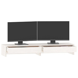 Avis vidaXL Support de moniteur Blanc 100x27x15 cm Bois de pin solide