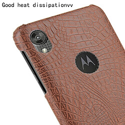 Wewoo Coque Rigide Pour Motorola Moto E6 Crocodile Antichoc Texture PC + Etui PU Marron pas cher