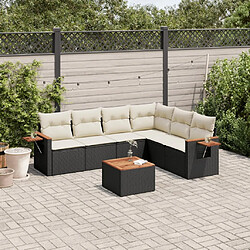 Maison Chic Ensemble Tables et chaises d'extérieur 7pcs avec coussins,Salon de jardin noir résine tressée -GKD743825