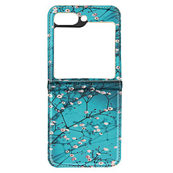 Avizar Coque Plum Blossom pour Samsung Galaxy Z Flip 5 Rigide revêtement simili cuir