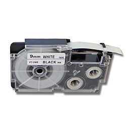 vhbw® Label Tape Cartouches Cassette Ruban à écrire 9mm pour Casio KL-8200, KL-C500, KL-P1000 comme Casio XR-9WE1, XR-9WE.