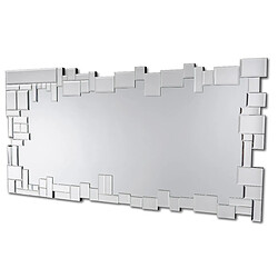 Dekoarte E023 - Miroir moderne mural décoratif grand, avec un cadre décoré et des cristaux sur différents plans 140x70cm