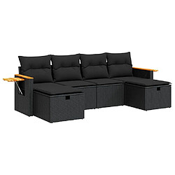 vidaXL Salon de jardin 6 pcs avec coussins noir résine tressée