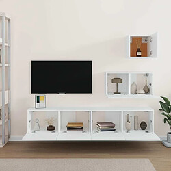 Avis Maison Chic Ensemble de meubles TV 4 pcs | Banc TV Moderne pour salon | Meuble de Rangement - Blanc Bois d'ingénierie -MN50008