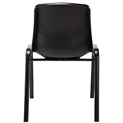 Decoshop26 Lot de 4 chaises visiteur empilable salle d'attente en plastique noir et métal 10_0003206 pas cher