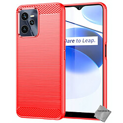 Htdmobiles Coque silicone gel carbone pour Realme C35 / Narzo 50A Prime + verre trempe - ROUGE