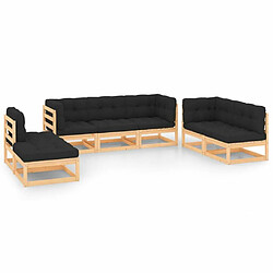 Maison Chic Salon de jardin 7 pcs + coussins - Mobilier/Meubles de jardin - Table et chaises d'extérieur Bois de pin massif -MN28694