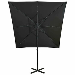 Maison Chic Parasol Jardin | Parasol déporté avec mat et lumières LED Noir 250 cm - GKD56614 pas cher