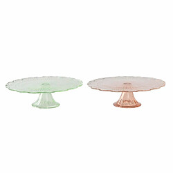 Centre de Table DKD Home Decor Verre Orange Vert (30 x 30 x 8,5 cm) (2 Unités)