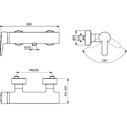 Ideal Standard - Mitigeur douche mural CONNECT manette à gauche chromé - B9924AA