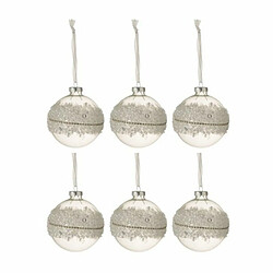 Paris Prix Lot de 6 Boules de Noël Glace 8cm Blanc & Argent