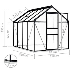 vidaXL Serre avec cadre de base Anthracite Aluminium 4,75 m² pas cher