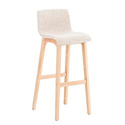 Decoshop26 Tabouret de bar x1 avec repose-pieds structure de 4 pieds en bois assise en tissu crème 10_0004972