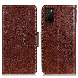 Etui en PU Texture Nappa avec support marron pour votre Samsung Galaxy A03s