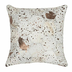 Paris Prix Coussin Design en Cuir Spark 45x45cm Ivoire & Chrome