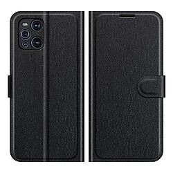 Etui en PU Peau de Litchi Magnétique avec support noir pour votre Oppo Find X3 Pro/Find X3