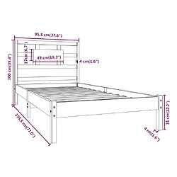 vidaXL Cadre de lit sans matelas 90x190 cm bois massif pas cher