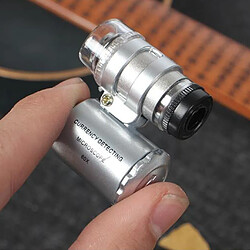 Avis Mini 60x Grossissement Microscope À Poche Loupe À Bijoux LED Lumière Accessoire Outils Réparation