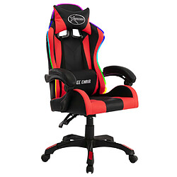 vidaXL Fauteuil de jeux vidéo avec LED RVB Rouge et noir Similicuir