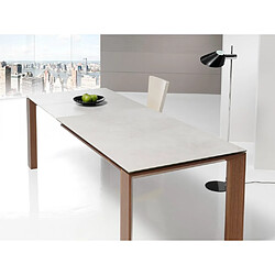 Inside 75 Table repas extensible ECO 10 couverts 180/250x100cm pieds noyer plateau céramique hidra