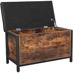 Acheter Helloshop26 Banc de rangement siège rembourré bout de lit pour couloir chambre salon en métal montage facile style industriel 80 x 40 x 50 cm pu noir marron rustique 12_0000238