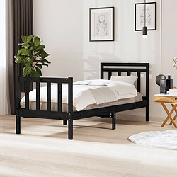 Maison Chic Lit Moderne Chambre - Cadre/structure de lit pour adulte Noir Bois massif 75x190 cm Petit simple -MN61803