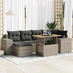 vidaXL Salon de jardin avec coussins 7 pcs gris résine tressée