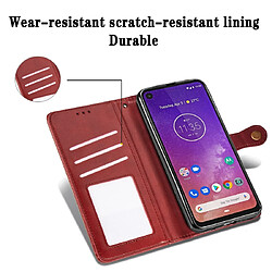 Wewoo Housse Coque Etui en cuir de couleur unie pour téléphone portable avec protection et lanièrecadre photo et fente carteporte-monnaie et support Motorola Moto P40 Marron