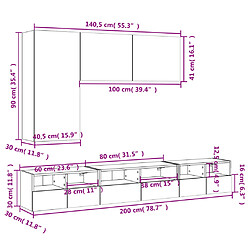 vidaXL Armoires murales TV 5 pcs chêne fumé bois d'ingénierie pas cher