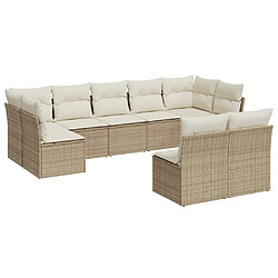 Maison Chic Salon de jardin avec coussins 9 pcs | Ensemble de Table et chaises | Mobilier d'Extérieur beige résine tressée -GKD58755