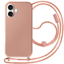 Avizar Coque Cordon Semi Rigide Soft touch pour iPhone 16 Rose Champagne