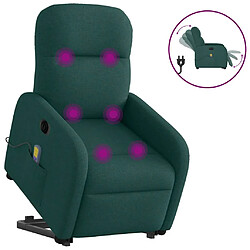 vidaXL Fauteuil inclinable de massage électrique Vert foncé Tissu